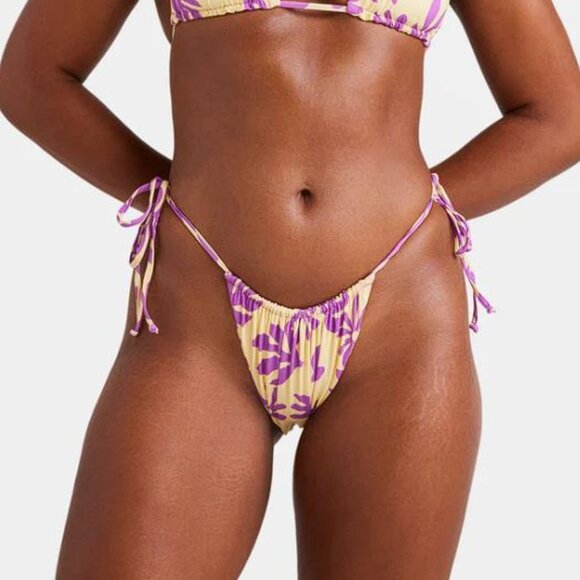 BILLABONG Women's Deep Sea Daisy Side-Tie Skimpy Bikini Bottoms Size XL In Multi - Picture 1 of 7